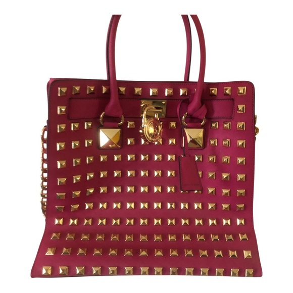 Michael Kors Luxury Studded Large HAMILTON Tote/Bag Pink Limited Edition $1500 - Picture 12 of 14
